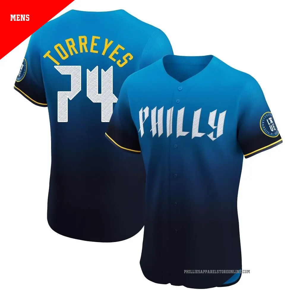 Men's ＃74 Ronald Torreyes Philadelphia Phillies Blue Elite 2024 City Connect Jersey