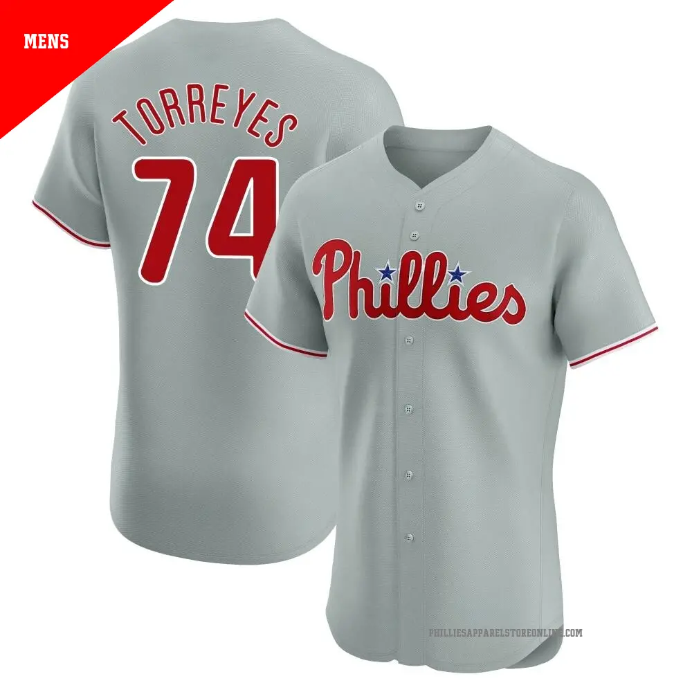 Men's ＃74 Ronald Torreyes Philadelphia Phillies Gray Elite Road Jersey