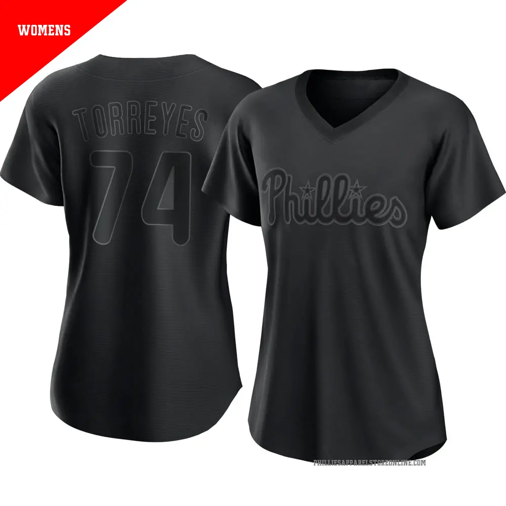 Women's ＃74 Ronald Torreyes Philadelphia Phillies Black Authentic Pitch Fashion Jersey